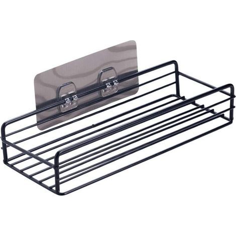 Pair Bathroom Shelves Shower Storage Shelf Mounted Bathroom Wall Mounted Storage Shelf (black)