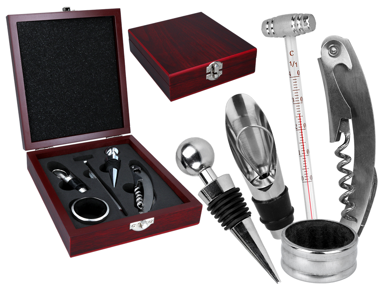 Set Mit 5 Weinöffnern In Einer Holzbox, Küchenaccessoires