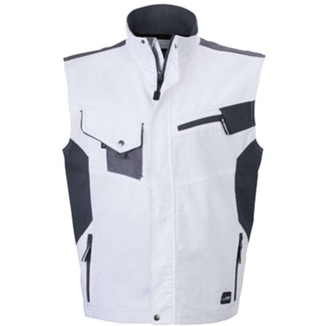 James & Nicholson Workwear Weste JN822 Gr. S white/carbon