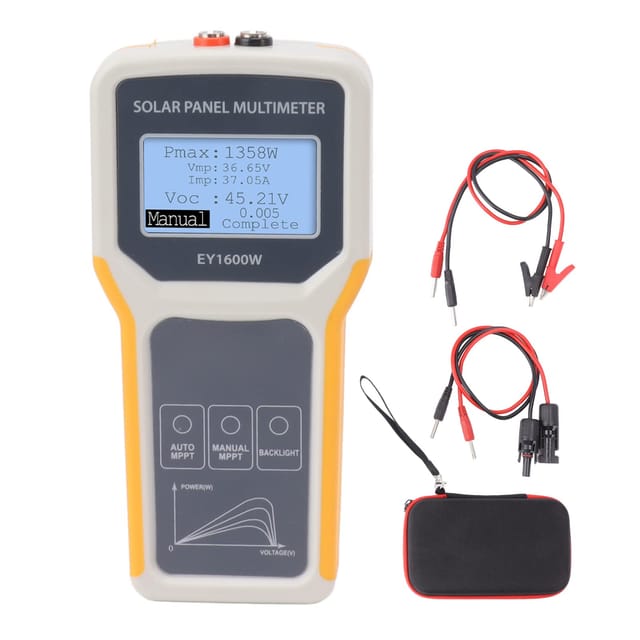 Ej.life - Solarpanel Tester, EY1600W Photovoltaik Multimeter mit Hintergrundbeleuchtung, mppt Leerlaufspannungswerkzeug für Solar pv Tests für