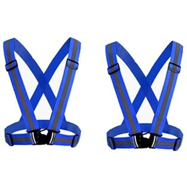 Linghhang - 2er-Pack (blau) Reflektierende Sicherheitswesten für Erwachsene/Kinder, gut sichtbare, verstellbare Arbeitswestenjacke, gut sichtbare