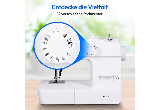 Medion SM70 Nähmaschine weiß kompakt und leicht