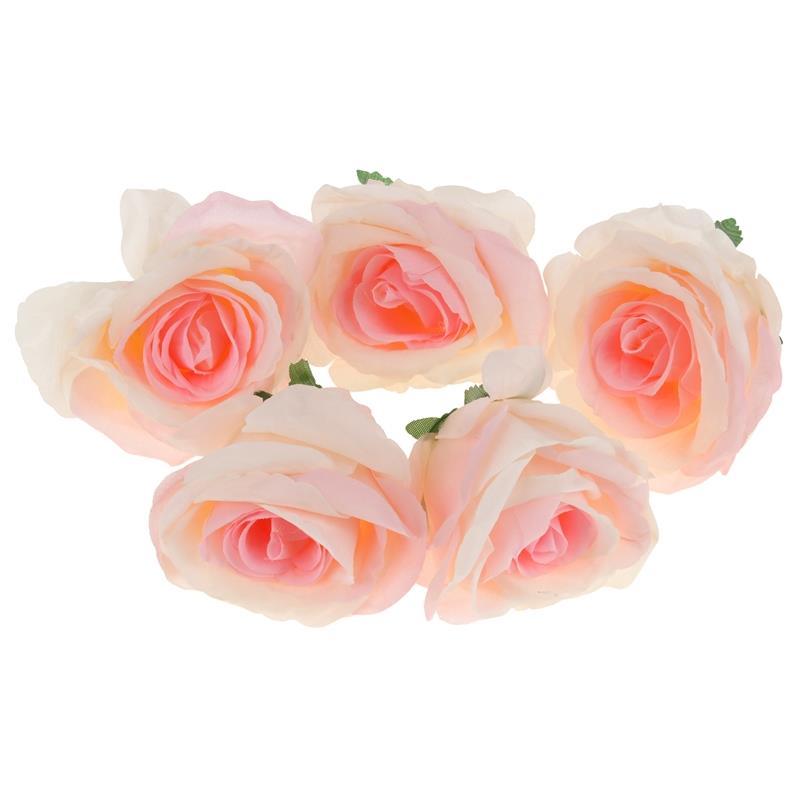 Künstliche Rosenköpfe Für Gesteckdekorationen, 5 Stück – Creme Und Rosa