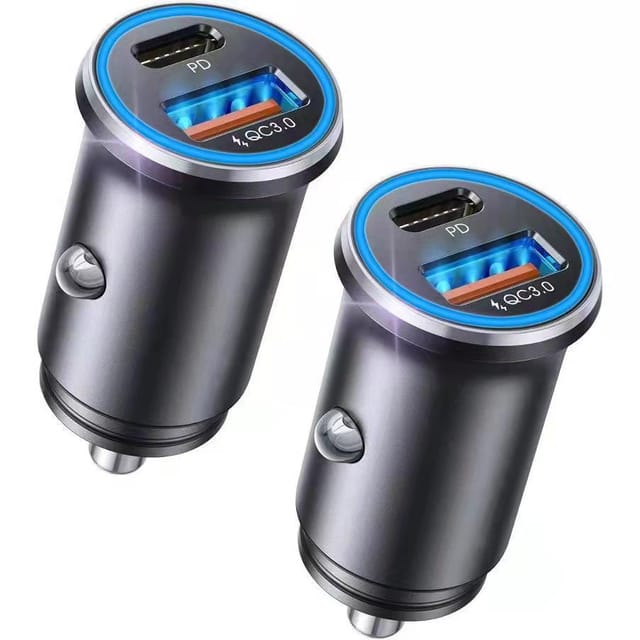 2-Pack Zigarettenanzünder USB C Metall KFZ Ladegerät 54W Auto Ladegerat PD&QC3.0 12v USB Steckdose Schnelle Aufladung Auto Gadgets mit iPhone 16 15