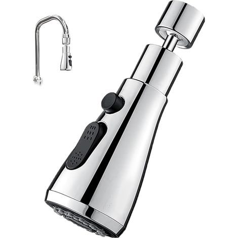 Silbernes Küchenarmaturen-zubehör, Adapter Für Spülbeckenarmatur, Frei Drehbar Um 360°, 3 Einstellbare Modi.