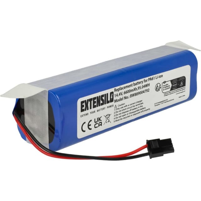Extensilo - Akku kompatibel mit Eufy T226X, T2276G11, T2266G11, T2262311 Home Cleaner Heimroboter (6600 mAh, 14,4 v, Li-Ion)