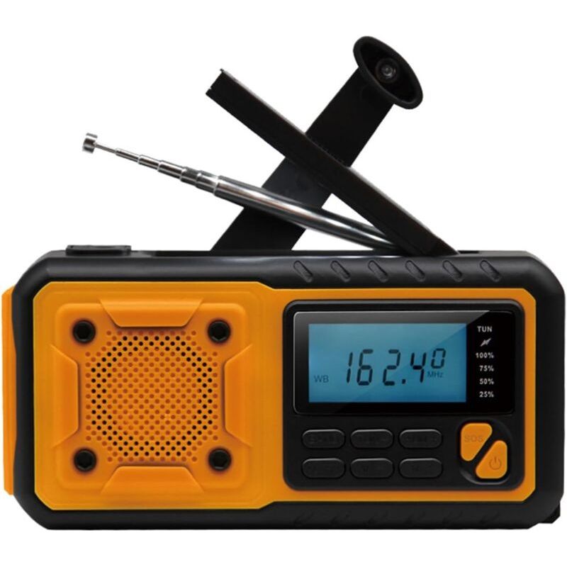 Radio D'Urgence À Manivelle 4000mah Météo Lampe Poche Chargeur Téléphones Portables Radio Survie，