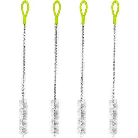 Brush Set - Stainless Steel Tube Brush - For Metal Plastic Drinking Straws - Extra Long - Reusable - 4 Pieces