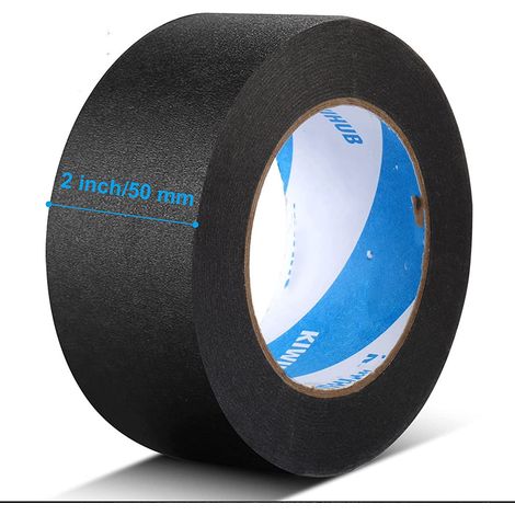 Masking Tape - Ruban De Masquage Noir 5 Cm X 50 M - Adhésif Moyen Pour Peinture Murale, Bois, Verre, Métal, Travaux Diy Et Étiquetage - 1 Rouleau
