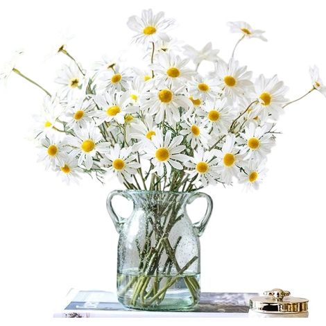Daisy - 53 Cm - Silk Artificial Flower - For Home Wedding Decoration - 10 Bunches Pack (50 Flowers)