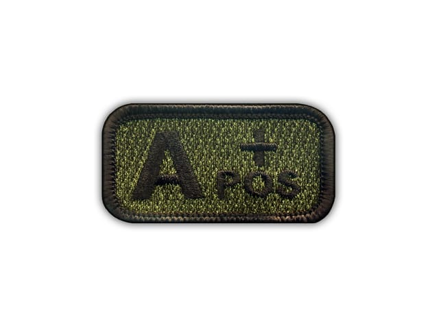Patchion Blutgruppe A "pos" olivgrün - Magnetische Rückseite - Gestickter Aufnäher/Abzeichen/Emblem