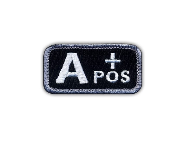 Patchion Blutgruppe A "pos" schwarz/weiß - Aufbügel-/Heißsiegel-Rückseite - Gestickter Aufnäher/Abzeichen/Emblem