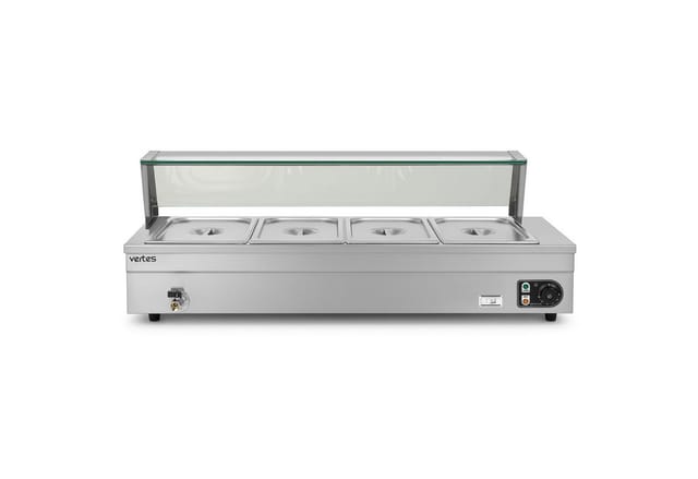 VERTES Speisenwärmer aus Edelstahl, 1500 W, 4 x 1/2 GN, 30-85°C