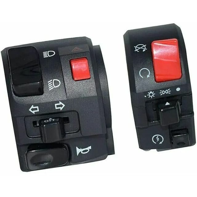 Jalleria - Paar Motorradschalter Lenker-Controller-Schalter Motorradhupe Blinker Startschalter-Taste