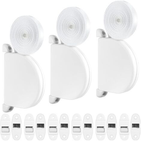 3 Pcs, Blanc Enrouleur De Sangle Pour Volet Roulant Pivotant Enrouleur De Sangle En Saillie Avec Système De Charnière Inclure 5m Sangle De Ceinture Et 6 Pcs Guide Ceinture Avec Brosse