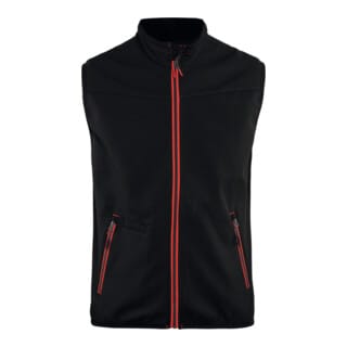 Blaklader - Blakläder Softshell Weste Service Plus, schwarz / rot, Unisex-Größe: 2XL