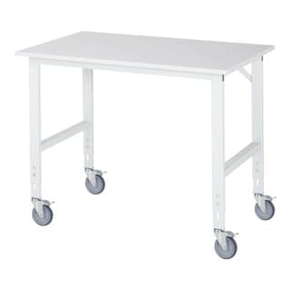 Fahrbarer Arbeitstisch Tom (4 lr), B1250xT800xH910-1230mm, M-Platte-22mm - RAU