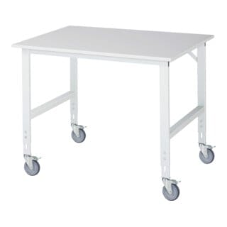 Fahrbarer Arbeitstisch Tom (4 lr), B1250xT1000xH910-1230mm, M-Platte-22mm - RAU