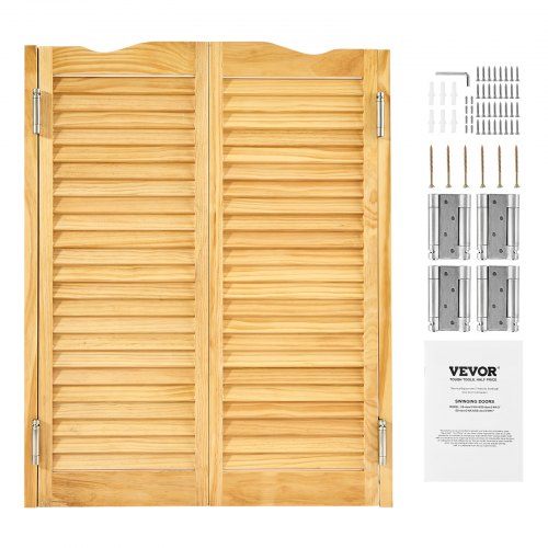 Saloontür, 907x28x1060 Mm, Schwingtür Mit Scharnieren & Beschlagsatz, Flügeltür, Einfach Zu Installieren, Gewölbte Innenschwingtüren Für Cafés, Flur, Küche, Bar, Pub, Eingang, Holzfarbe