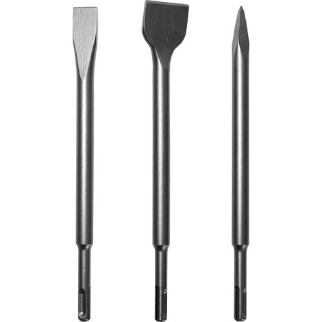 Chisel Set Sds-plus - 250 Mm Pointed Spade Flat Chisels - For Concrete And Masonry Work - 3 Pieces