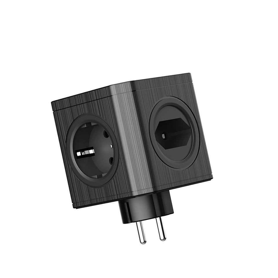 Steckdosenverteiler, 4 Steckdosen, 3x Usb-a-ladegerät, Schwarz