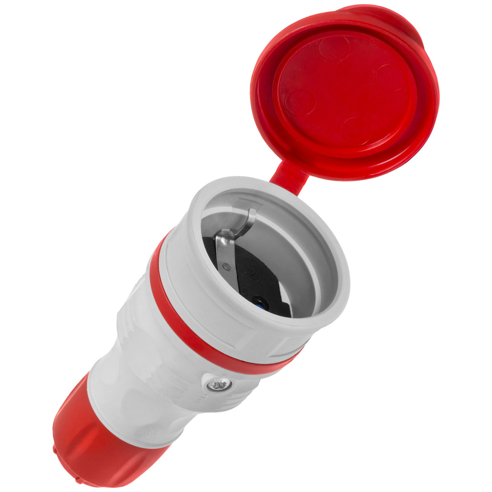 Tragbare, Abnehmbare Steckdose 230 V Schuko Ip44 Mit Klappe, Grau-rot