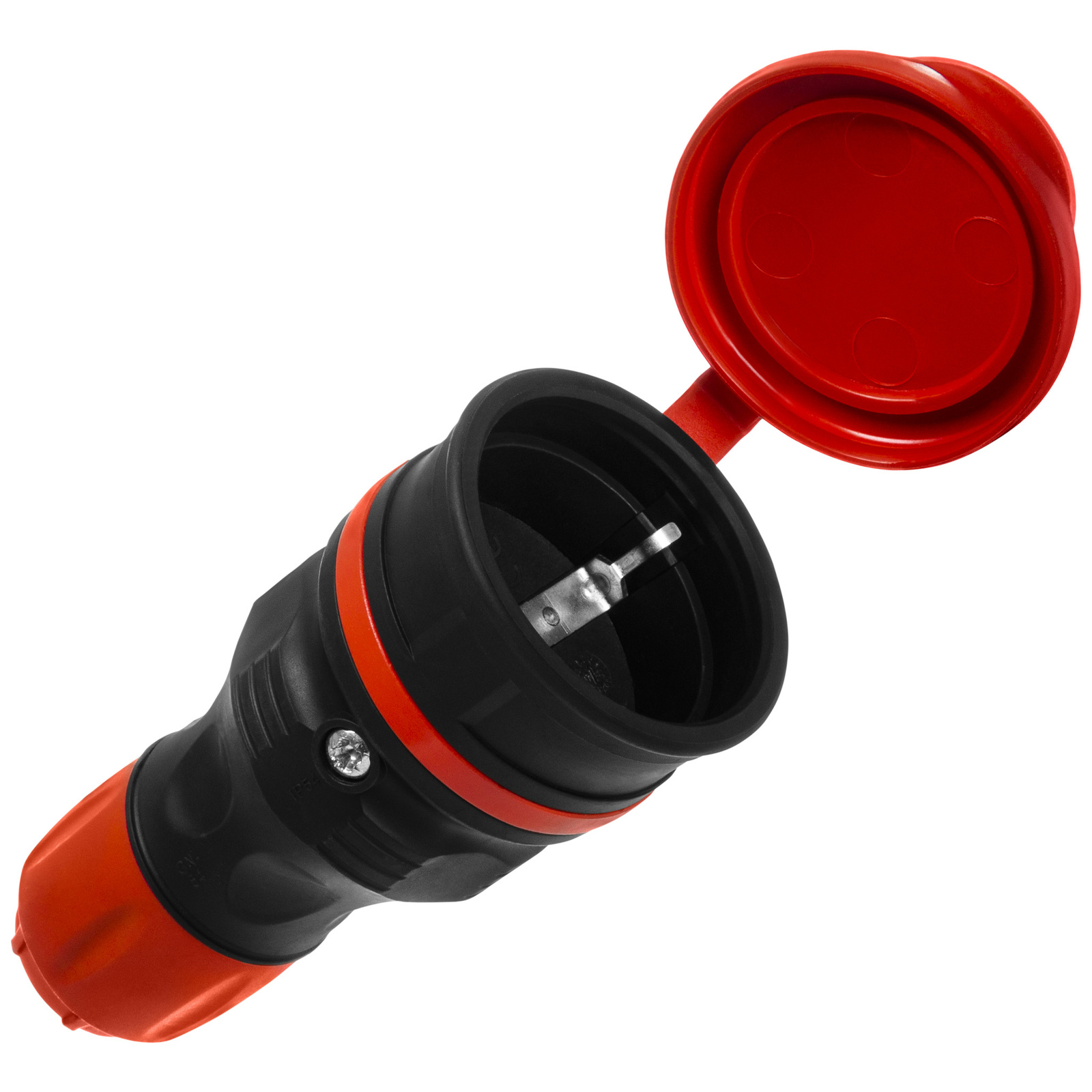 Tragbare, Abnehmbare Steckdose 230 V Schuko Ip44 Mit Klappe, Schwarz Und Rot