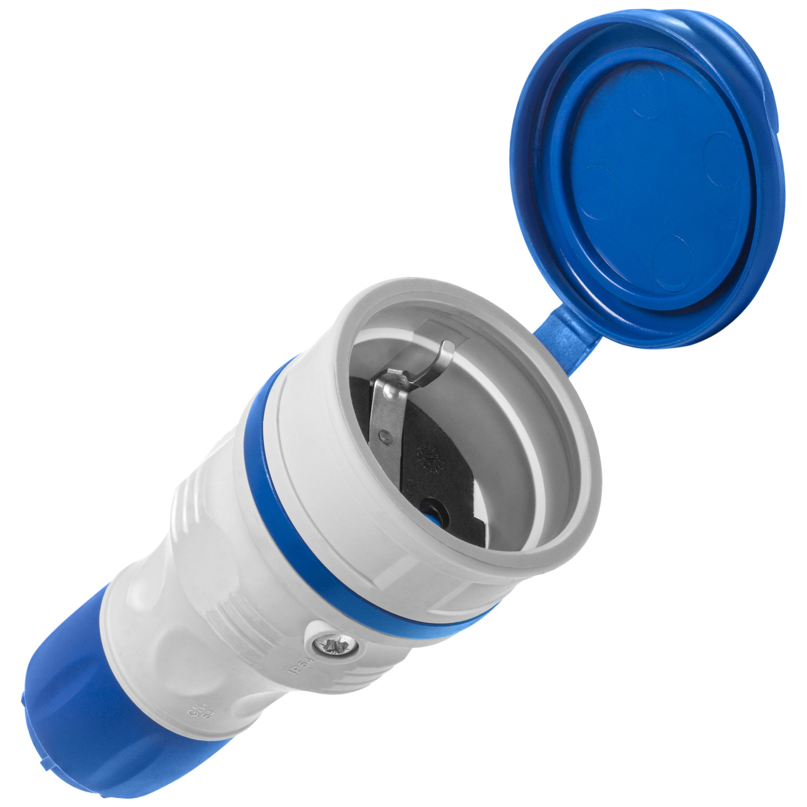 Tragbare, Abnehmbare Steckdose 230 V Schuko Ip44 Mit Klappe, Graublau