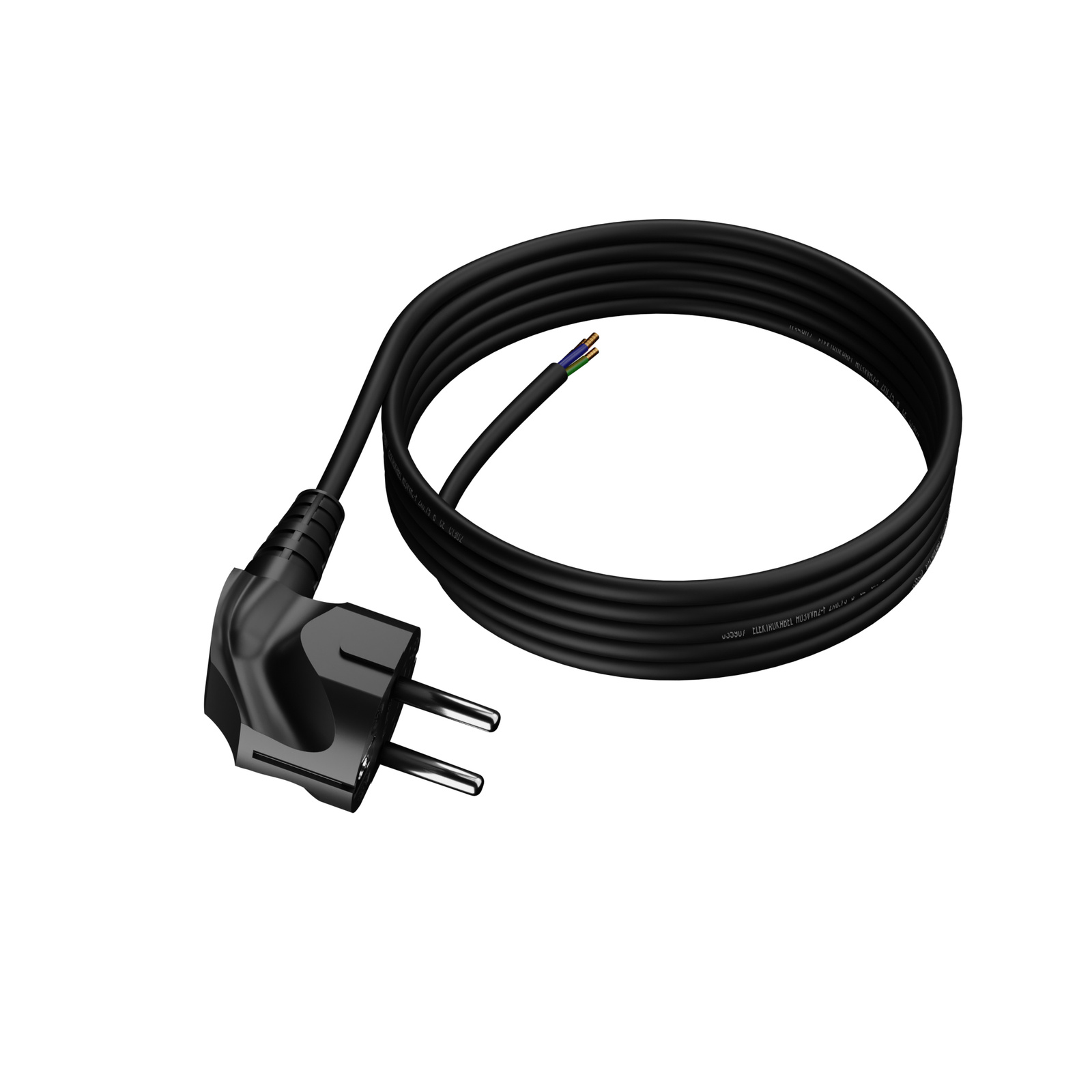 Netzkabel Mit Abgewinkeltem Stecker, 4 M, 3 X 0,75 Mm², 16 A, Omy, Schwarz