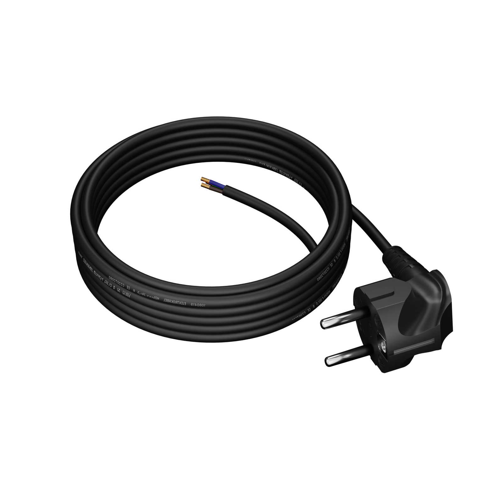 Netzkabel Mit Winkelstecker, 5 M, 3 X 0,75 Mm², 16 A, Omy, Schwarz