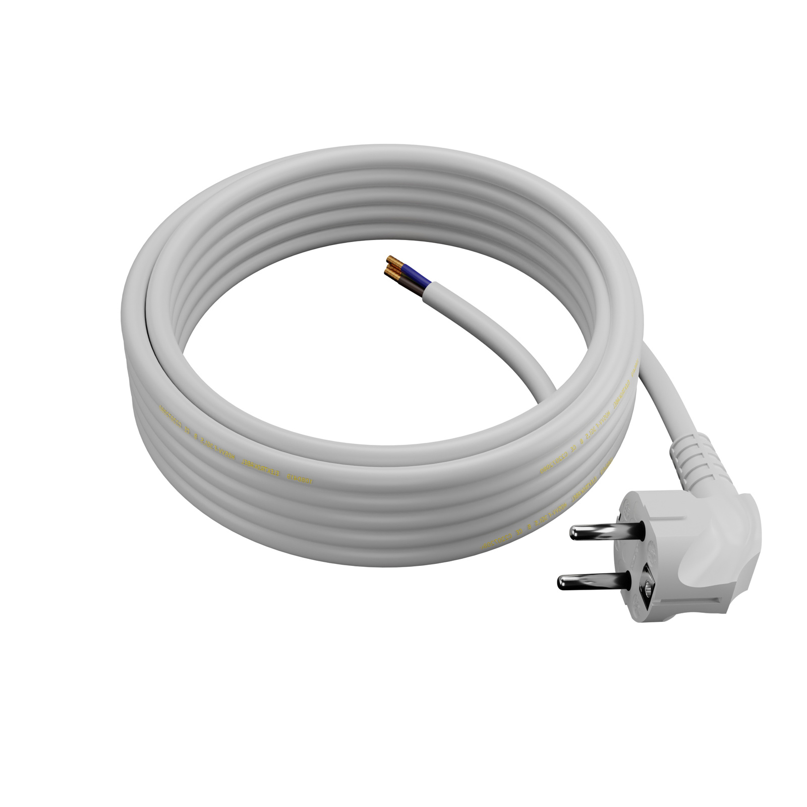 Netzkabel Mit Winkelstecker, 5 M, 3 X 1,5 Mm², Uni-schuko, Weiß