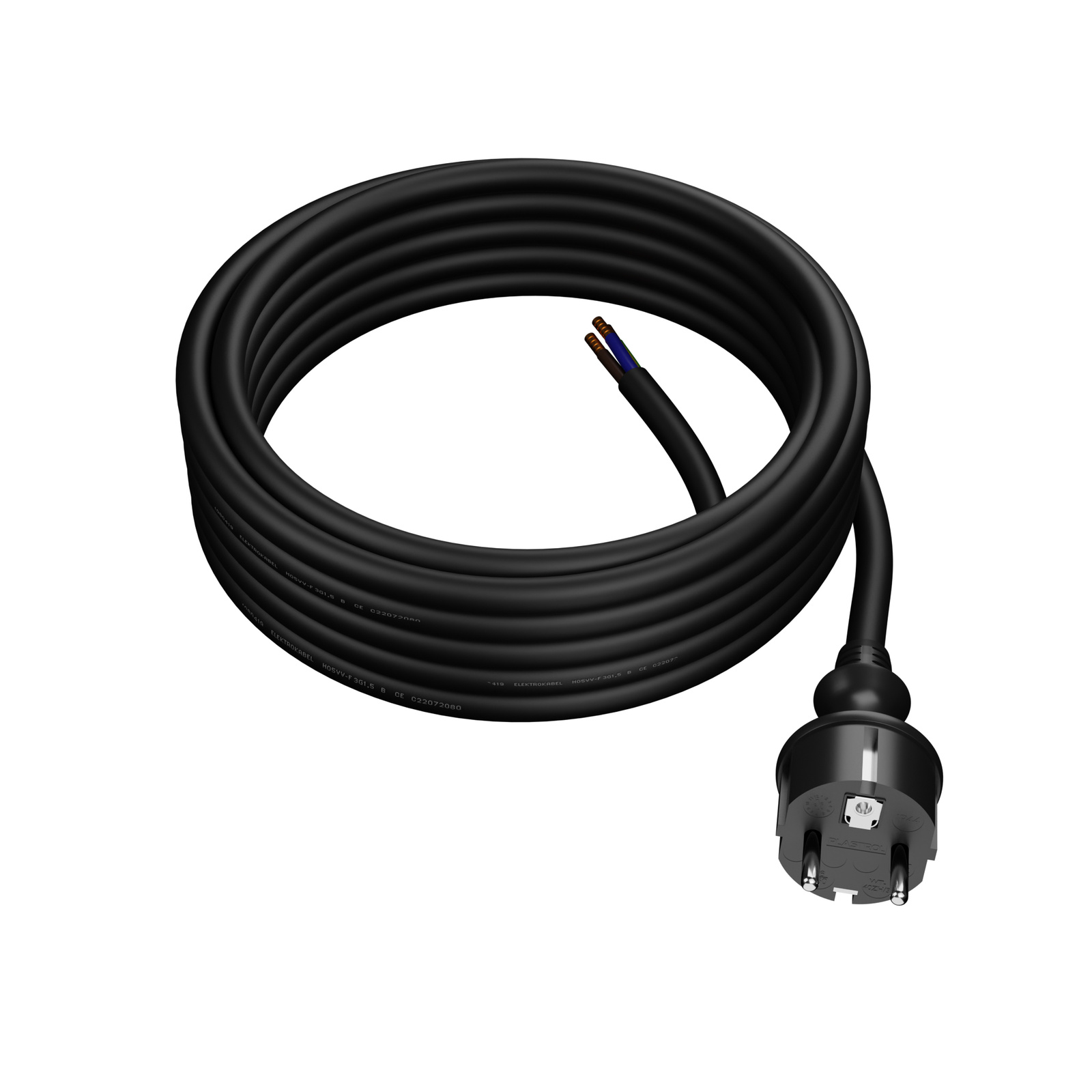 Gummistromkabel Mit Geradem Stecker, 4,5 M, 3 X 2,5 Mm², 16 A, Schutzart Ip44