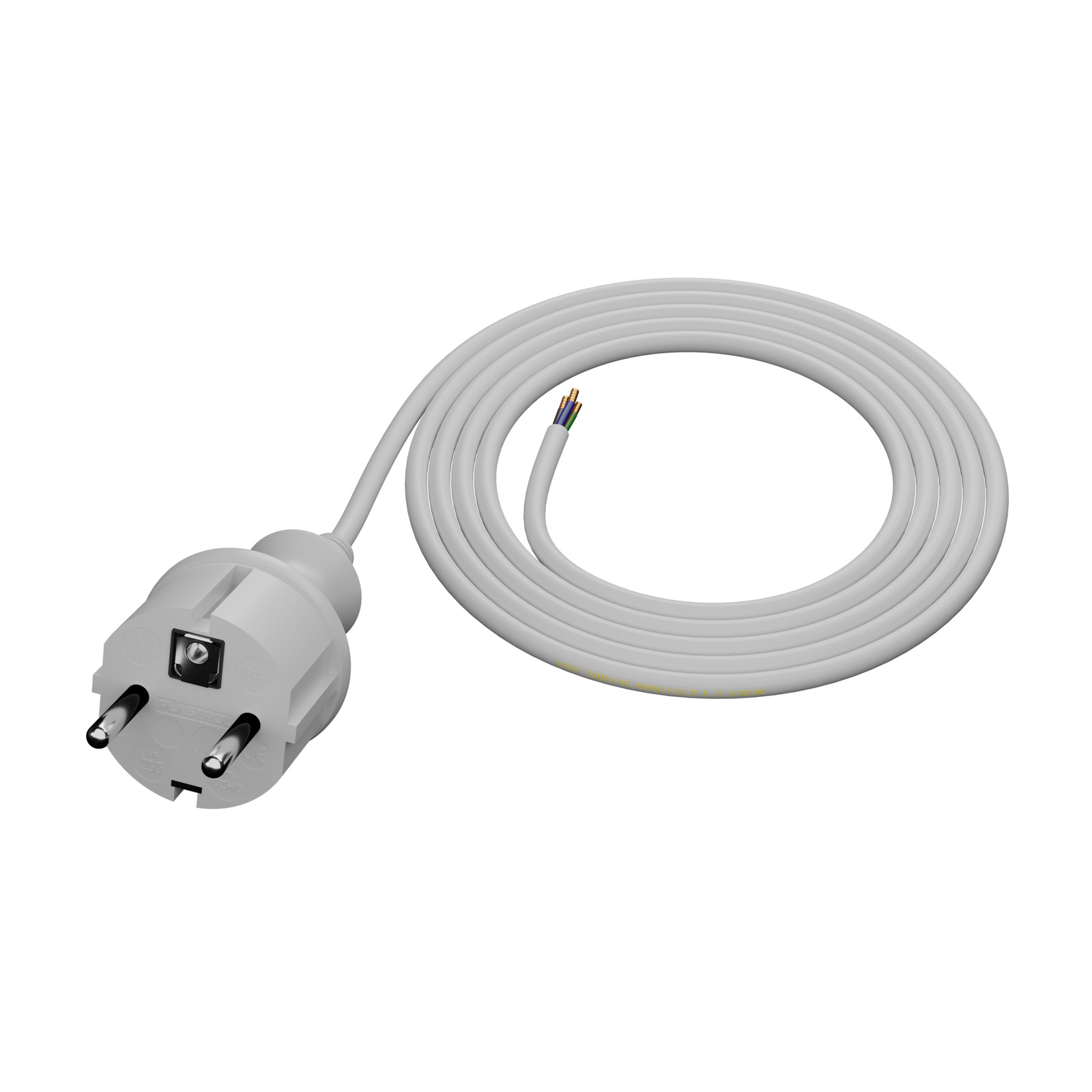 2 M Langes Anschlusskabel Mit Geradem Stecker 3x1 Mm² Weiß Ip44 Hermetisch