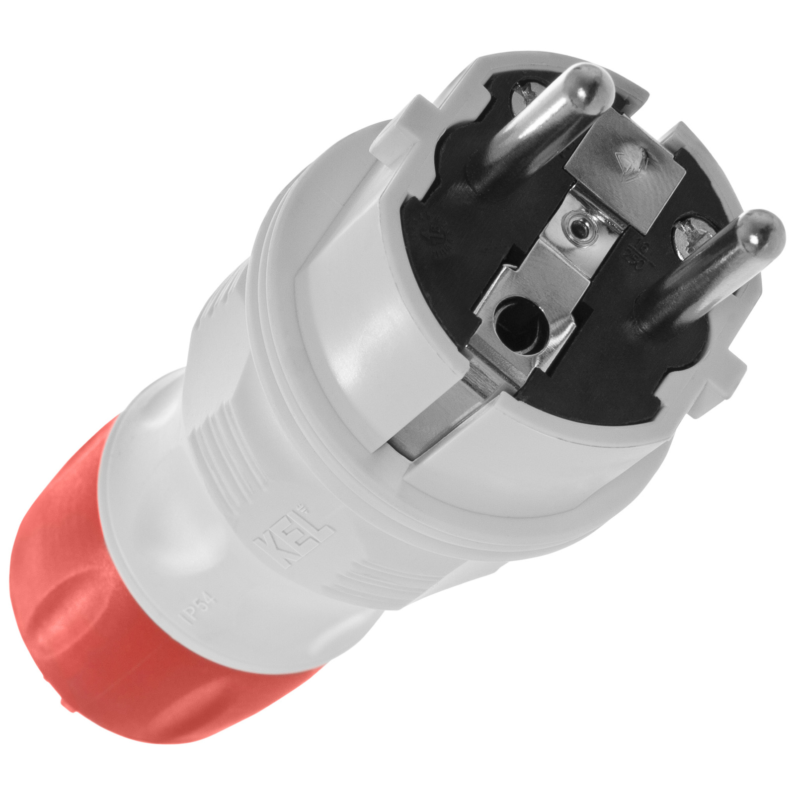 Gerader, Abnehmbarer Stecker Wt-54 Ip54 2p+z 16a 250v Uni-schuko Grau-rot