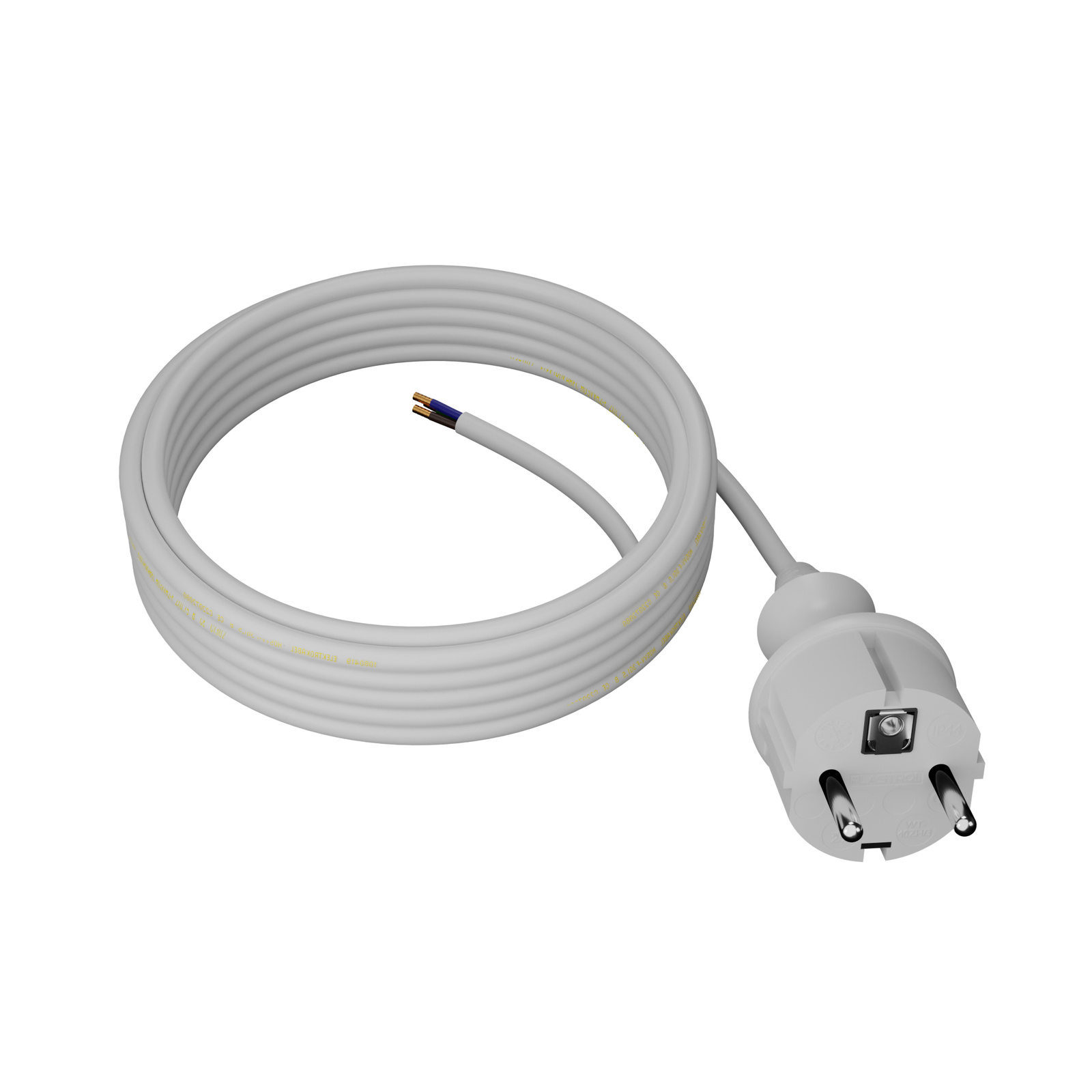 Netzkabel Mit Geradem Stecker, 5 M, 3 X 1 Mm², 16 A, Schutzart Ip44, Weiß