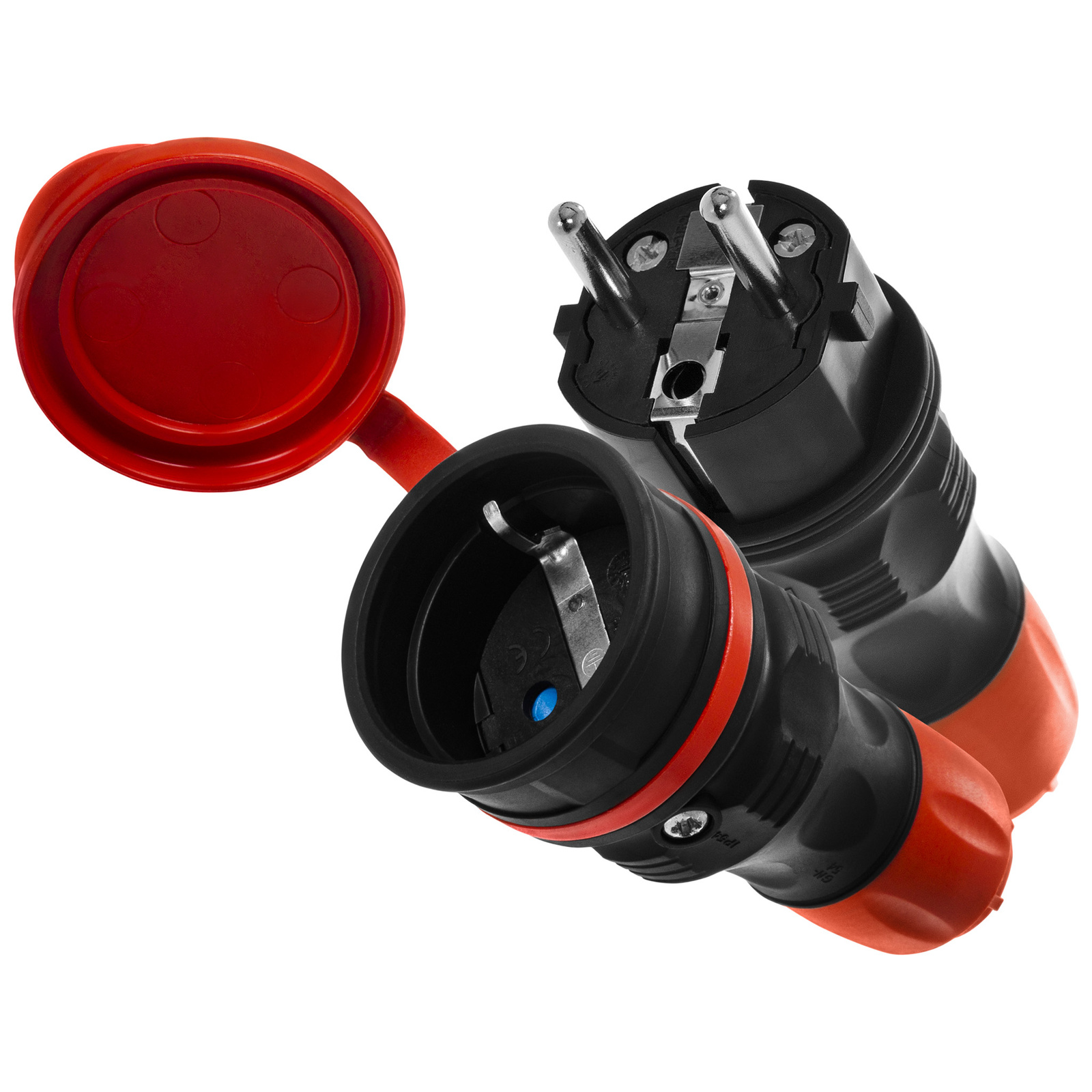 Anschlussset, Stecker Und Steckdose, Schuko, 250 V, Schwarz Und Rot