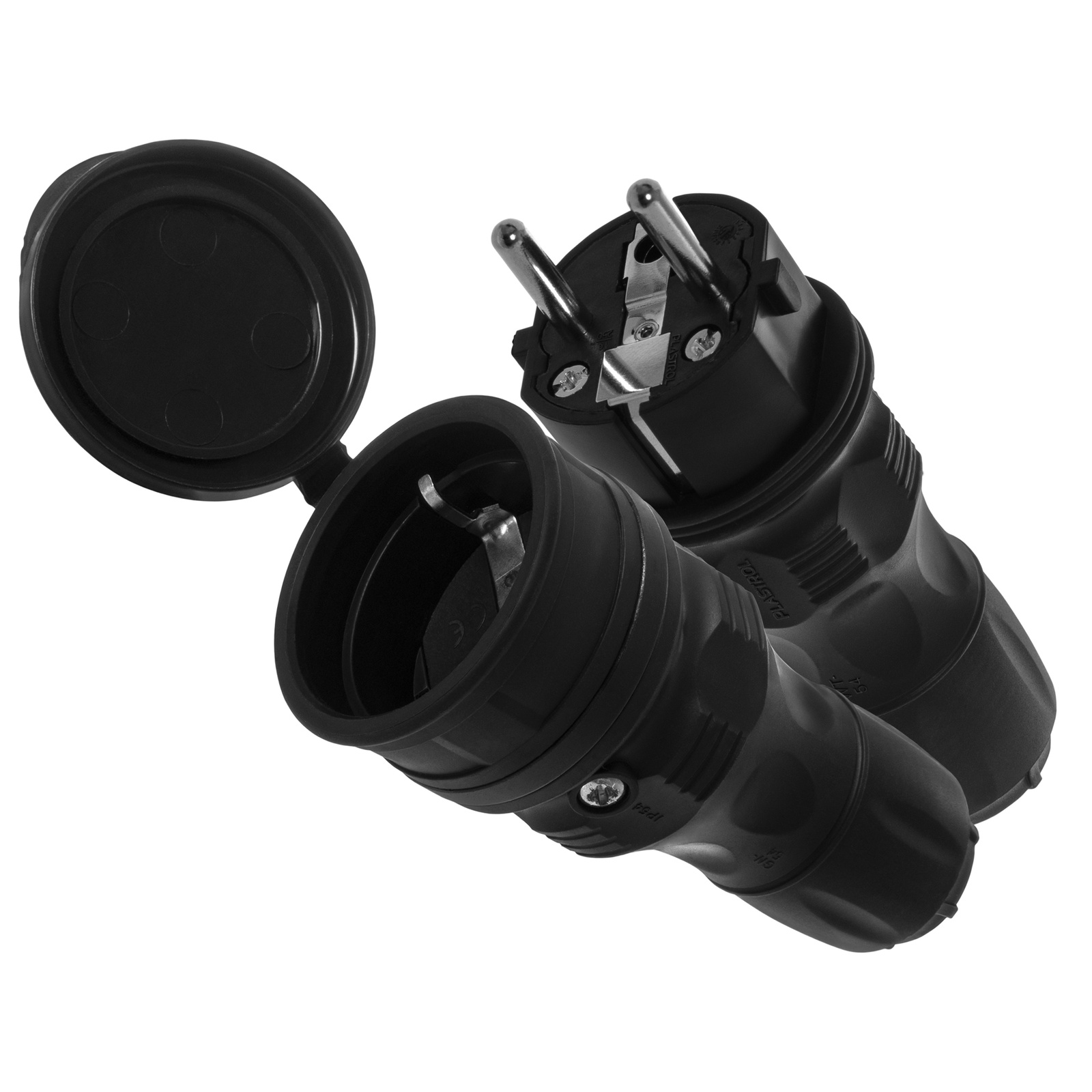 Anschlussset, Stecker Und Steckdose, Schuko, 250 V, Schwarzes Set