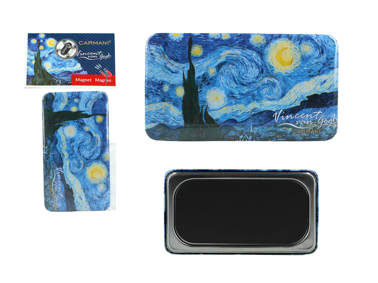 Rechteckiger Kühlschrankmagnet Mit Carmani- Und Van-gogh-motiv „sternennacht