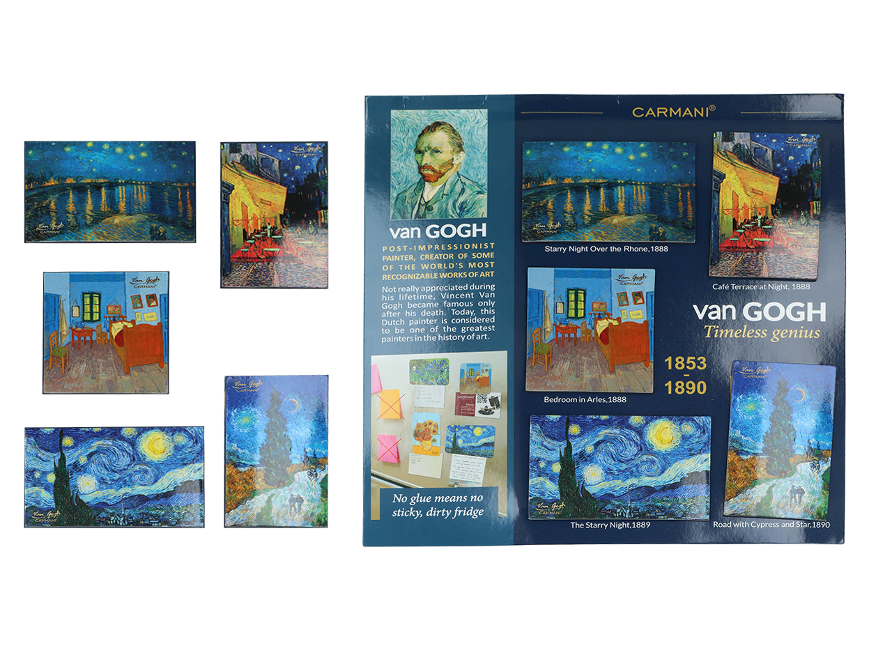 Set Mit 5 Van Gogh Kühlschrankmagneten, Kunstgemälde, Carmani