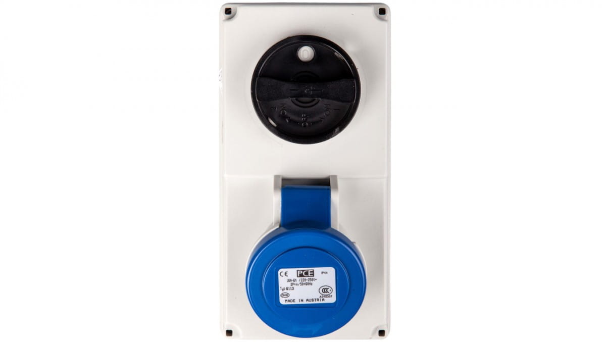 Feste Steckdose Mit Schalter 0-1 Klein 16a 3p 230v Ip44 /mechanische Verriegelung/ 6113-6