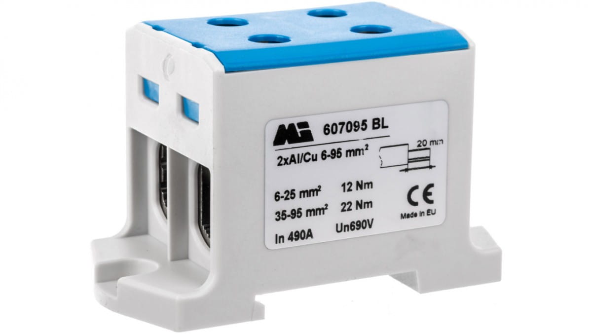 2-spur-schienenverbinder 6-95mm² Blau Euro Multiotl 95 2xal/cu 607095 Bl