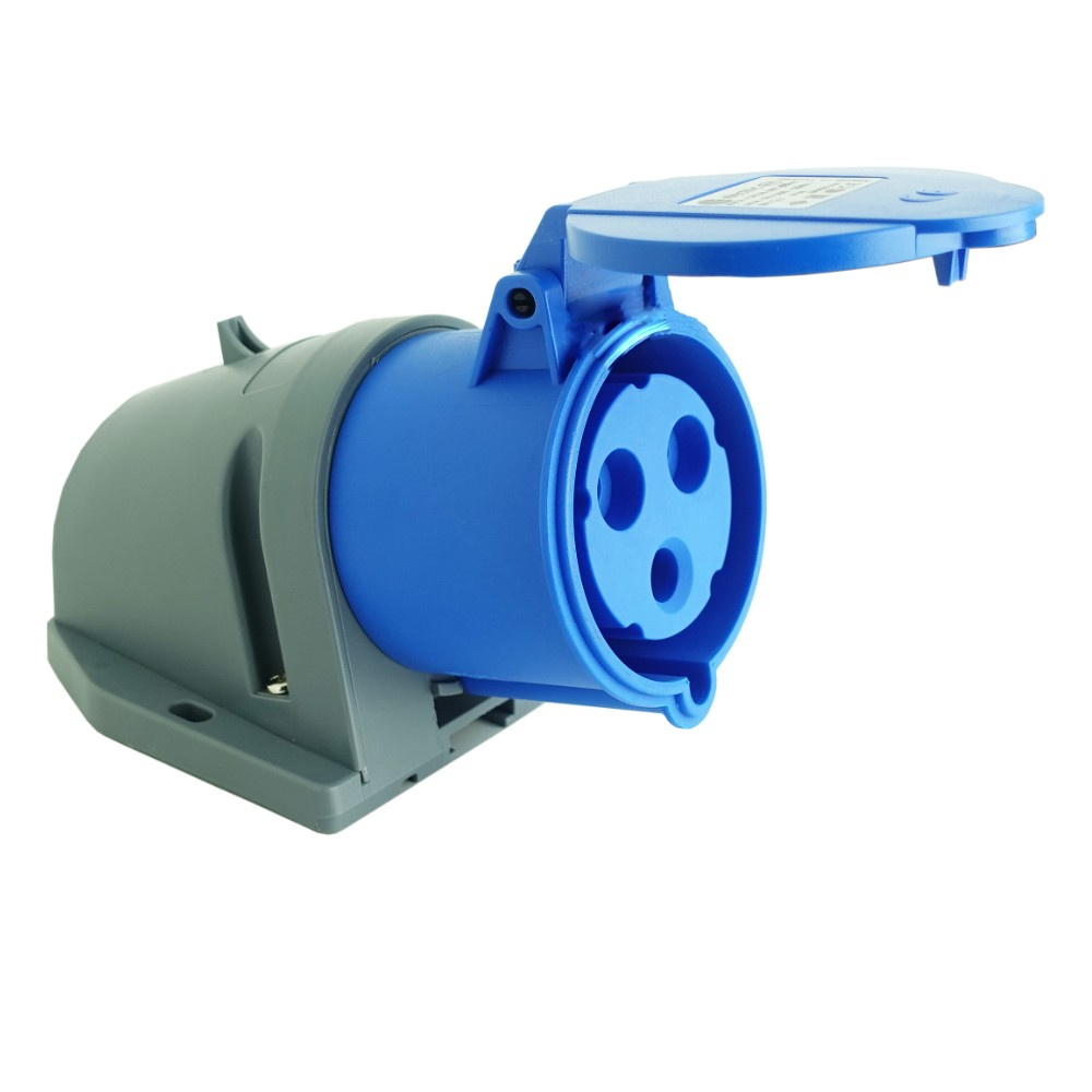 Aufputz-campingsteckdose 32a 3p 230v Ip44 Blau 2p+z
