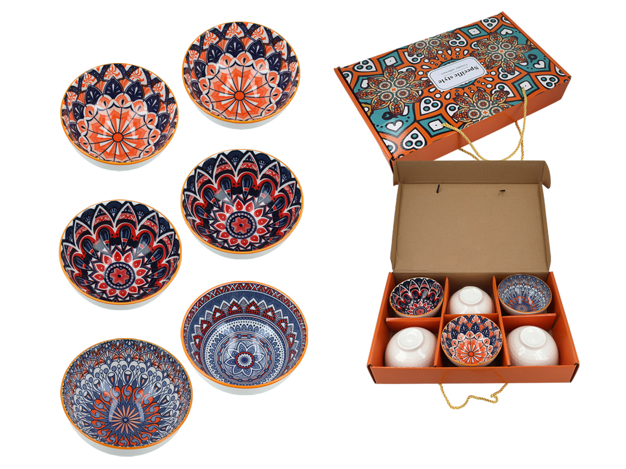 6-teiliges Porzellanschüssel-set Für Reis, Suppen, Snacks, Zuhause
