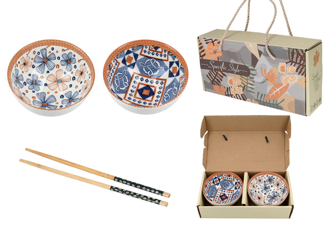 Set Aus 2 Schüsseln Mit Essstäbchen