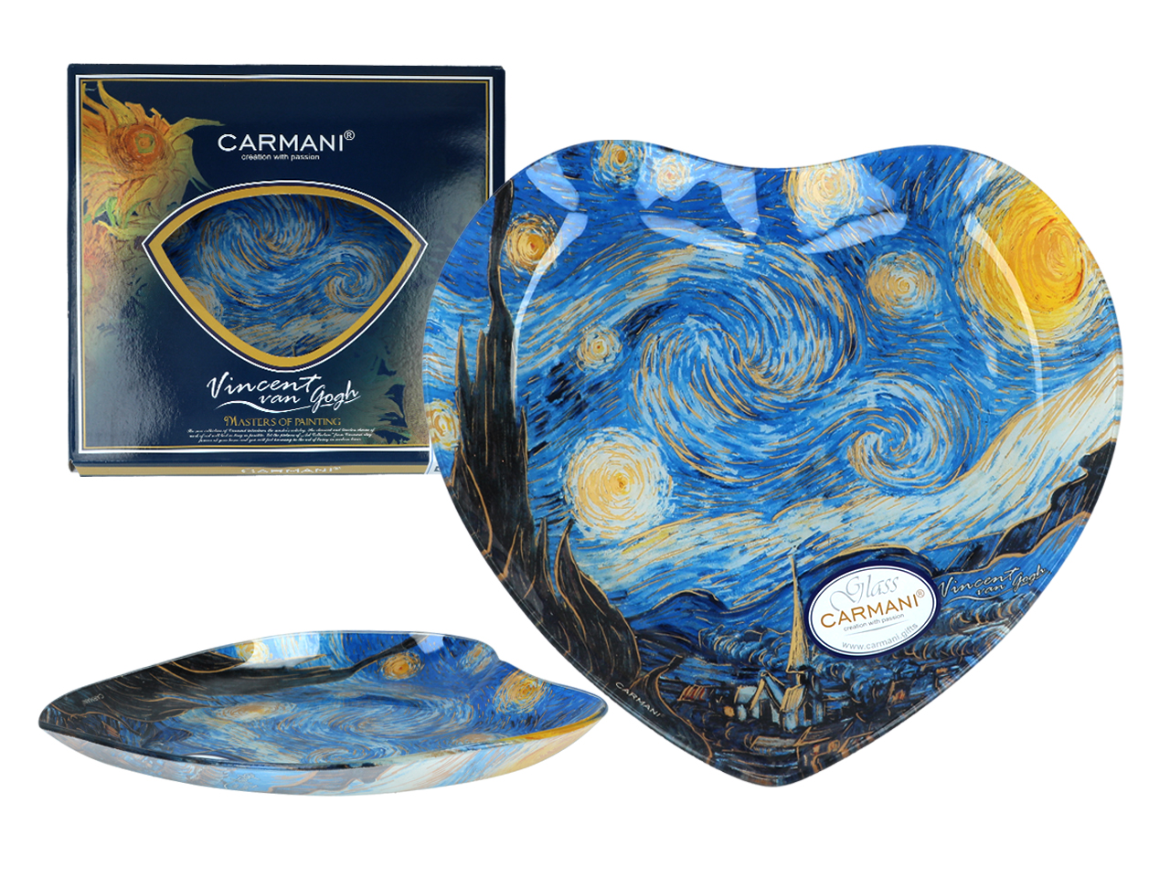 Dekorativer Teller Herz Van Gogh Sternennacht Kunstgeschenk Carmani