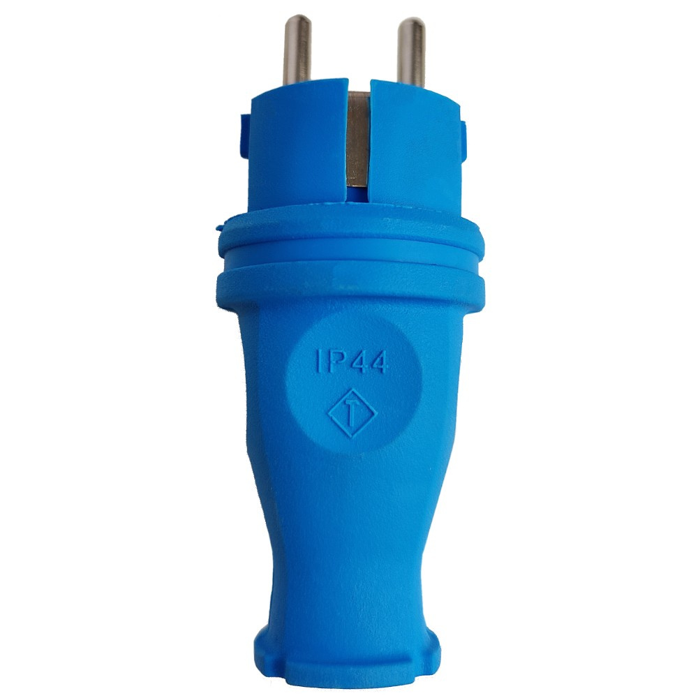 Gerader Gummistecker 16a 230v Ip44 Uni-schuko Hermetisch Blau