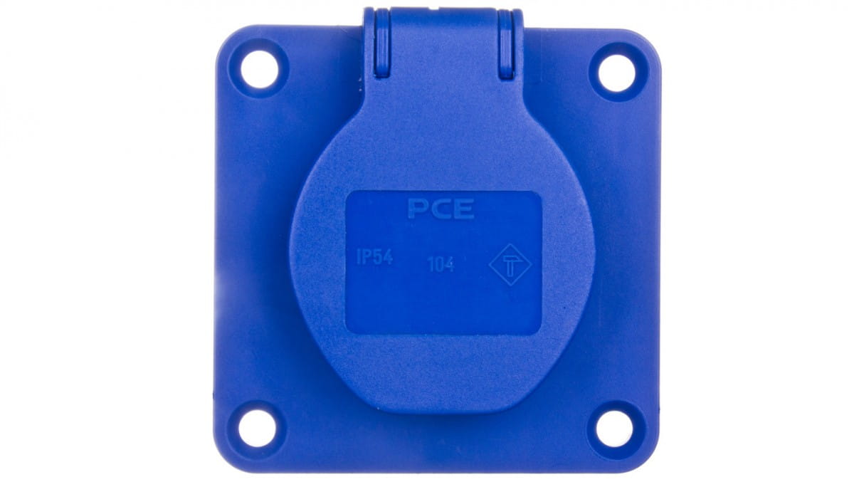Einbausteckdose 10/16a 2p+z 230v /70x70/ Blau Ip54 104-7b