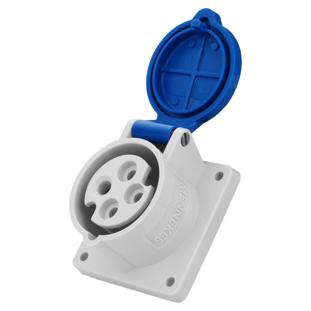 Steckdose 16a 4p 230v Ip44 Gerade 3p+z Blau