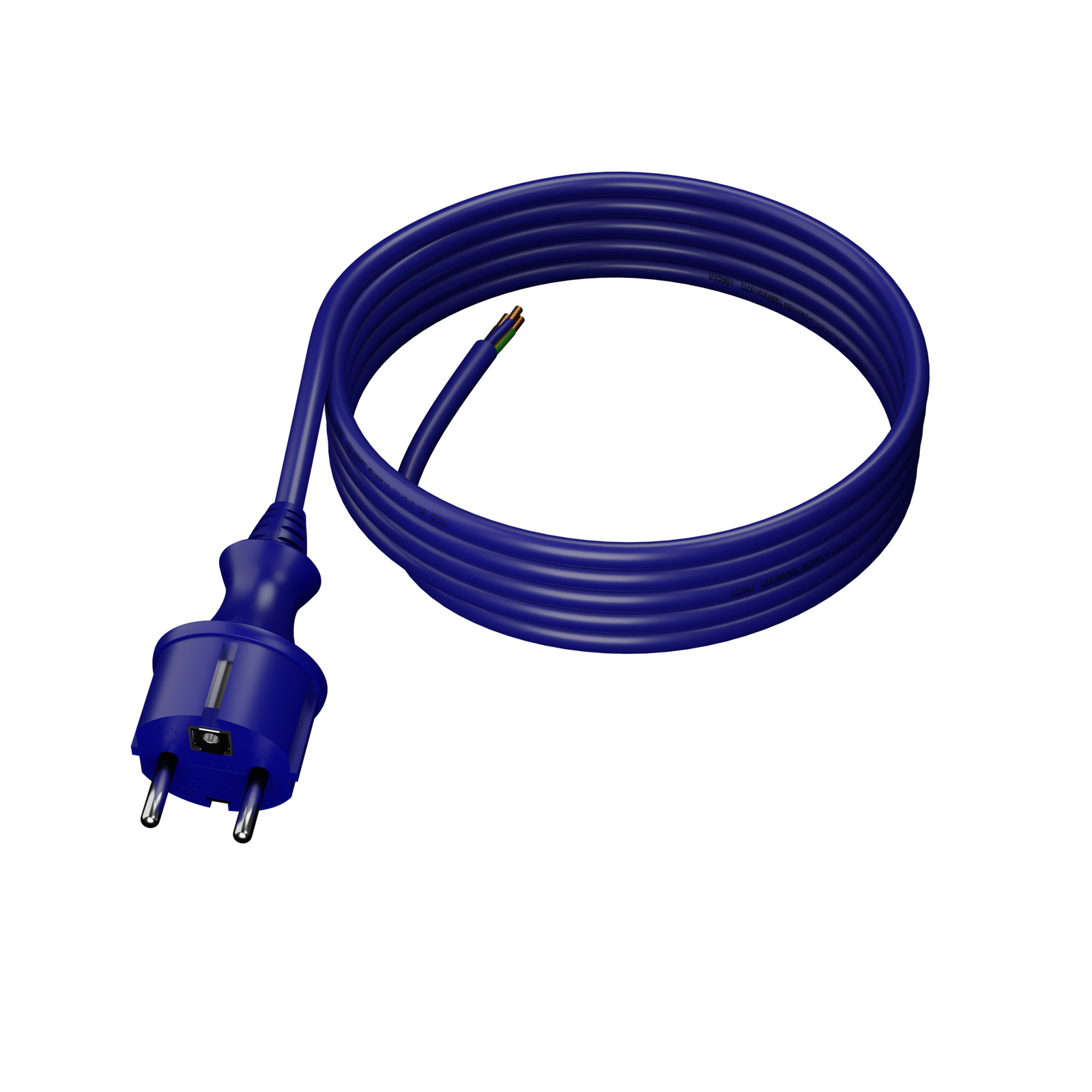 Polyurethankabel Mit Geradem Stecker, 4 M, 3 X 1,5 Mm², Schutzart Ip44, Blau