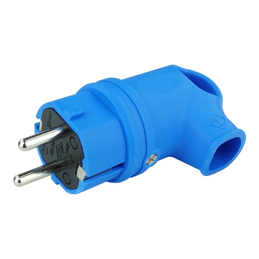 Gummiwinkelstecker 16a 230v Blau Schuko Einphasig